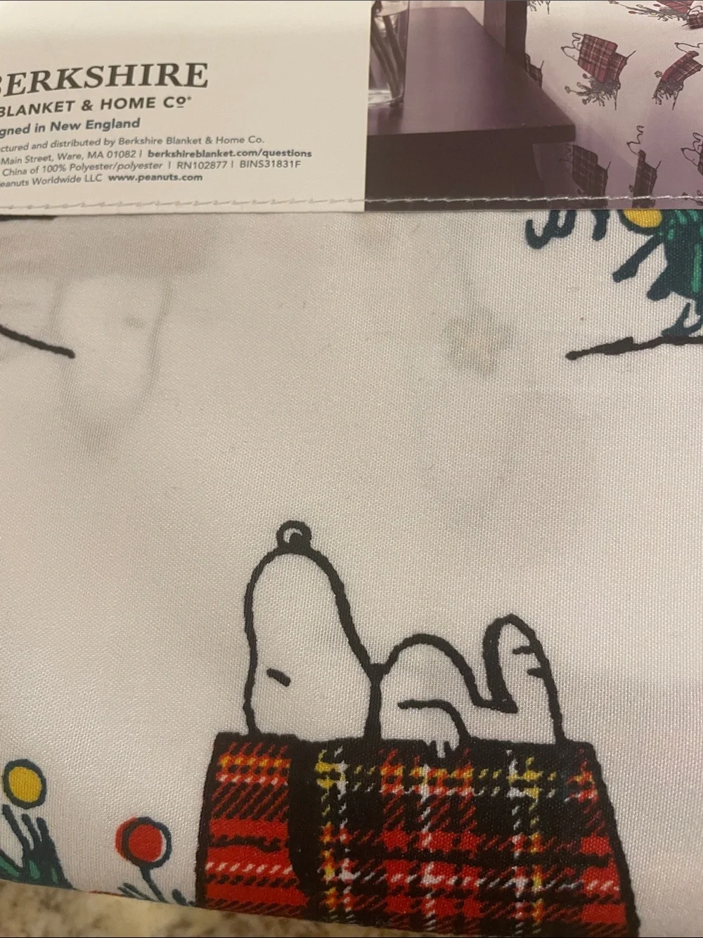 NWT Berkshire Christmas Peanuts Snoopy Full Sheet Set